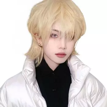 Peacoco Wolf Everyday Black Small Heat Flashy поставляется с сетчатым париком, мужской, парик, красивый, косплей, изменение, использование, блонд, волосы, розовый, унисекс, натуральный, золотой