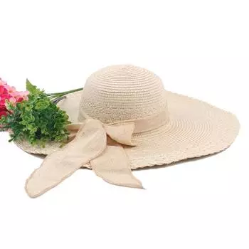 Peak Chasing Wolf, соломенная шляпа с большими полями и бантом Tide Lady Summer Seaside Beach Hat Outdoor Sun Hat Cool Hat M56-58cm оранжевый