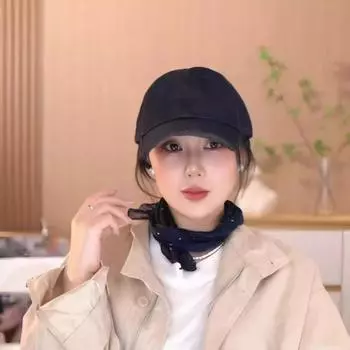 Peaked Cap Women s 2025 New Arrival Fashionable Stylish Spring/Summer K-style Embroider Baseball Cap Big Head Circumference All-Matching Sun-Proof Dark blue-(hat) One size