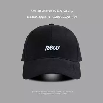 Peaked Cap Women s Summer Hat All-Matching Baseball Cap Trendy Letters Embroider Fashion High Quality Sun Protection Baseball Cap Men C2704 Hardtop NEW Baseball Cap Black M(56-58cm)