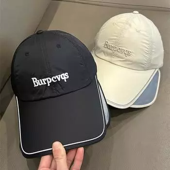 Кепки мужские и женские летние тонкие удлиненные шляпы от солнца с выдвижными полями для защиты от солнца на открытом воздухе быстросохнущая дышащая бейсболка M56-58cm чёрный