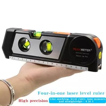PEAKMETER PM1001 Высокоточный инфракрасный лазерный многофункциональный 4-в-1 уровень с пузырьковой линией и проектором рулетка