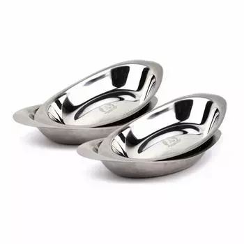 PEAKS&TREES Тарелка для карри на открытом воздухе Овальная тарелка 18-8 из нержавеющей стали Набор из 4 шт. Сделано в Японии Tsubame Sanjo Столовая посуда Глубокая тарелка овальная глубокая Solo Can