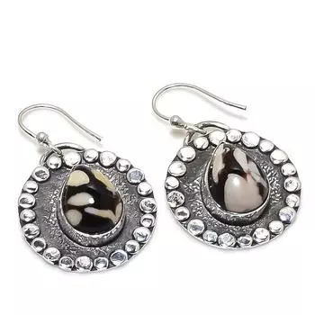 Peanut Wood Jasper Gemstone Handmade 925 Silver Jewelry Earring 1.38 JCE481-19