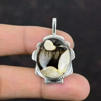 Peanut Wood Jasper Pendant Natural Gemstone Pendant 925 Sterling Silver Pendant Handmade Dainty Jewelry Gift For Women Healing Stone Pendant