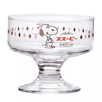 Peanuts 609124 Snoopy Glass, Dessert Glass, Approx. 8.5 fl oz (240 ml), Retro Cafe, Made in Japan