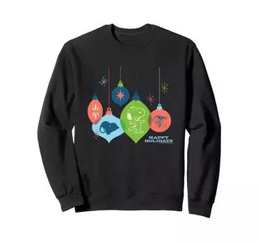peanuts christmas snoopy baubles happy holiday sweatshirt чёрный
