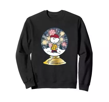 Peanuts Christmas Snoopy Charlie Brown Snow Globe Sweatshirt чёрный