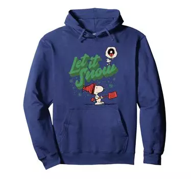 peanuts christmas snoopy make it snow hoodie синий