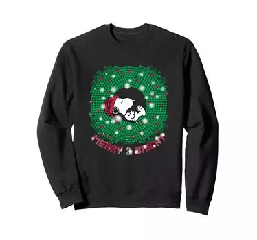 peanuts christmas snoopy sleeping cheerful and bright sweatshirt чёрный