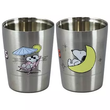 PEANUTS Peanuts Snoopy Pair Double Tumbler Set Gift Сделано в Японии Японский Yamaka Shoten (260 мл) (Пляж/Луна) (Кузов/Китай, Живопись) SN1800-865 серебряный