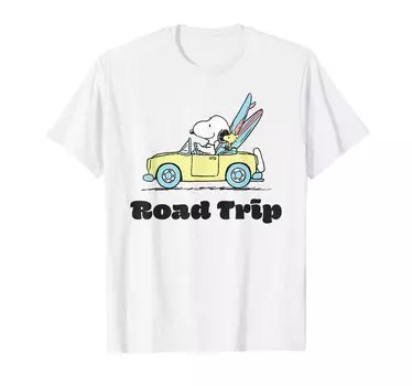 Peanuts Road Trip Snoopy and Woodstock T-shirt белый