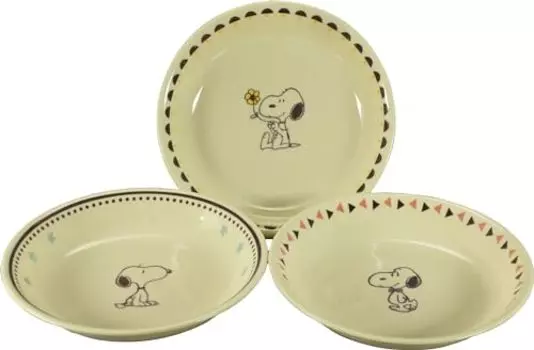 Peanuts SN1500-139 Snoopy Pasta Plate, Set of 3, Curry Plate, Diameter 8.5 x Depth 1.6 inches (21.5 cm) x Depth 1.6 inches (4 cm), Microwave and Dishw