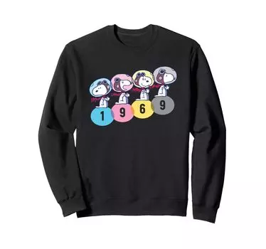 Peanuts Snoopy 1969 Moon Landing Montage Sweatshirt чёрный
