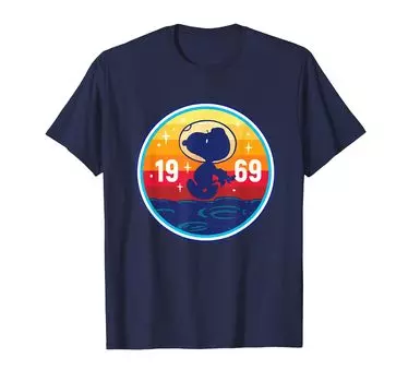 Peanuts Snoopy 1969 Высадка на Луну. Футболка синий