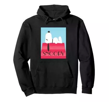 peanuts snoopy doghouse roof retro hoodie чёрный
