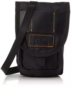 PEANUTS Snoopy Flap Mini Shoulder Bag Натуральная кожа Коровья кожа Сумка для смартфона через плечо Поясная сумка из нейлона Peanuts SNOOPY Peanuts Сумка для байкера Черный x Оранжевый