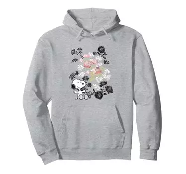 peanuts snoopy flower hoodie серый