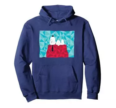 PEANUTS Snoopy Geometric Pattern Doghouse Hoodie синий