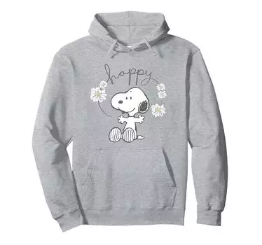 PEANUTS Snoopy Happy Surrounded Daisies Hoodie серый