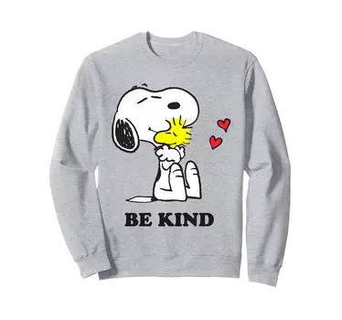Peanuts Snoopy Hug Woodstock Love Heart Be Kind Sweatshirt серый