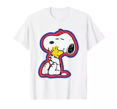 PEANUTS Snoopy Hug Woodstock T-shirt белый