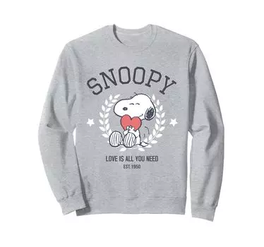 Peanuts Snoopy Love Is All You Need Est 1950 Sweatshirt серый