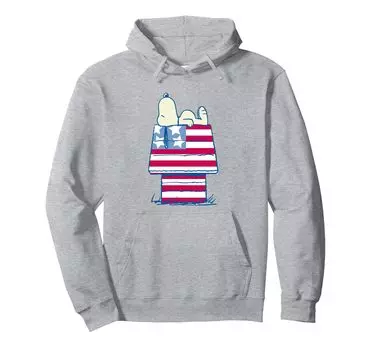 Peanuts Snoopy Patriotic Kennel Independence Day Hoodie серый