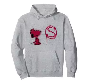 Peanuts Snoopy Red S Graffiti Hoodie серый