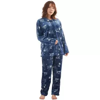PEANUTS Snoopy Room Wear Пижама пушистая с длинными рукавами верх и низ комплект QWSN01 [Luanna Jena] для женщин (военно-морской флот) тёмно-синий