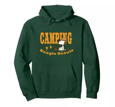 Peanuts Snoopy Woodstock Camp Beagle Scout Hoodie зелёный