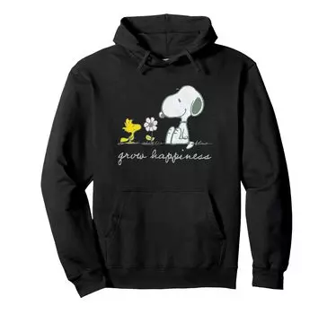 peanuts snoopy woodstock growth happy nature hoodie чёрный