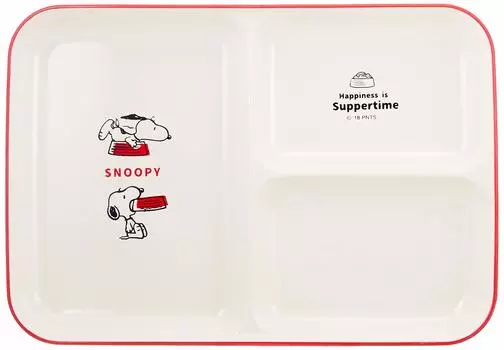 PEANUTS Снупи Лакированная Разделенная 606554 Тарелка Время ужина - время счастья , 21 см, Белая, белый