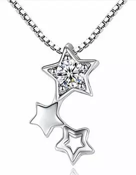 Pearl 5A Grade Star Diamond CZ Star Pendant Necklace Wedding Ceremony Shaking 925 Silver Cubic Zirconia All Items Gift Wrapped [C-Girls Shop]
