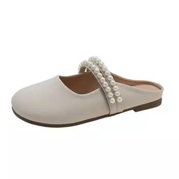 Тапочки Pearl Baotou, женская летняя уличная одежда 2024 года, новая корейская версия сандалий Fairy Wind, модные полутапочки Muller на плоской подошве 35