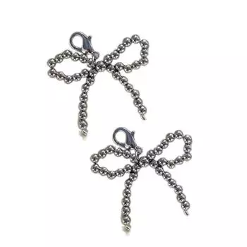 Pearl Bowknot Shoe Buckle Ornament Sweet Bows Charm Keychain for Jewelry Making Phone Pendant Handbag Shoe Decorations S