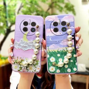 Pearl bracelet Lens bump protection Phone Case For Huawei Mate50 Pro Nordic style Anti-fall soft shell Simplicity Huawei Mate50 Pro
