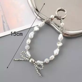 Pearl Butterfly Bownet Phone Chain Macaron Blue Phone Pendant Cell Phone Lanyard Camera Chains Keychain Bags Decor Gifts Girl