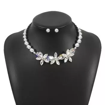 Pearl Camellia Jewelry Choker Fashionable Simulated Pearl Necklace Necklace Dinner Party Style B