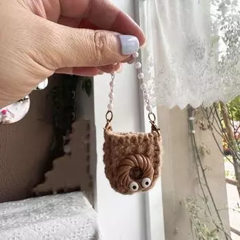 Pearl Chain Doll Knitted Shoulder Bag Woven Dollhouse Knitting Wool Bag 1:12 Dollhouse