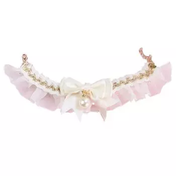 Pearl Dog Collar Bowknot Puppy Necktie Cute Pet Neck Decoration L белый