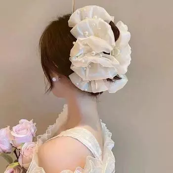 Pearl Fabric Hair Clips Ponytail Hair Clips Plate Hair Shark Clips High Quality Acrylic Hair Clips Girls Hair Accessories