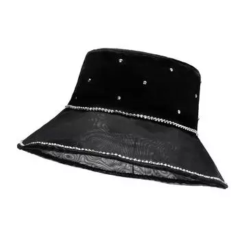 Pearl Fisherman Hat Women s Mesh Big Riding Spring Summer Sunshade Sunscreen Beach Basin Hat Style2 чёрный