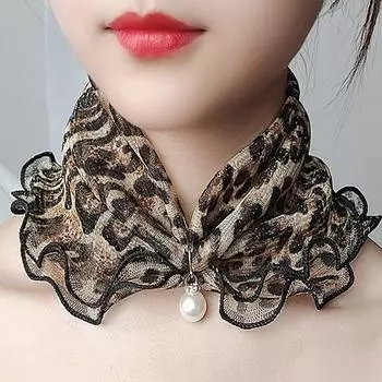 Pearl Fungus Edge Gold Silk Bib Gold Lace Changeable Scarf Fashion Scarf Square