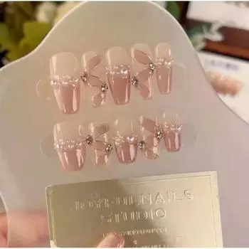 Pearl Gentle Cat Eye Design With Ribbon Texture For Spring Enhancement Nail XS