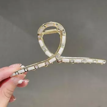 Pearl Hair Claw Clips Geometric Hairpin Women Large Shark Clip Back Head Non-slip Hair Grabbing Headwear Hair Accessories