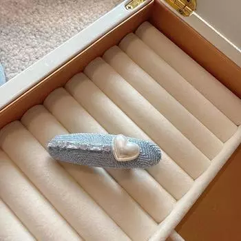 Pearl Heart Bang Clip&Elegant Rhinestone Bow Hair Clip