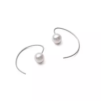 Pearl hook high quality domestically made silver gold large swinging [VOTRE COUTURE] earrings, earrings, women s (6mm, silver)