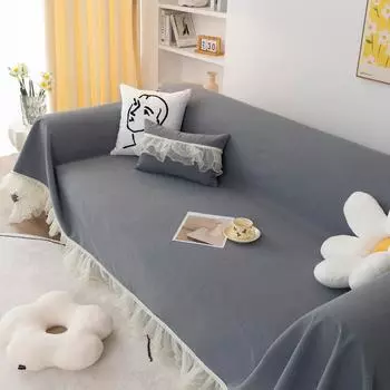 Pearl Lace Girl Heart Four Seasons Universal Chenille Sofa Towel Anti-Scratching Solid Color Non-Slip Sofa Cover Cloth Blanket 180X130