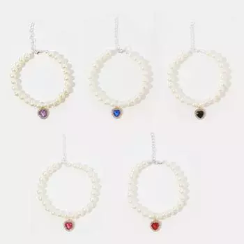 Pearl love pendant pet necklace, imitation pearl British lace pearl bow pet collar Mixed Color